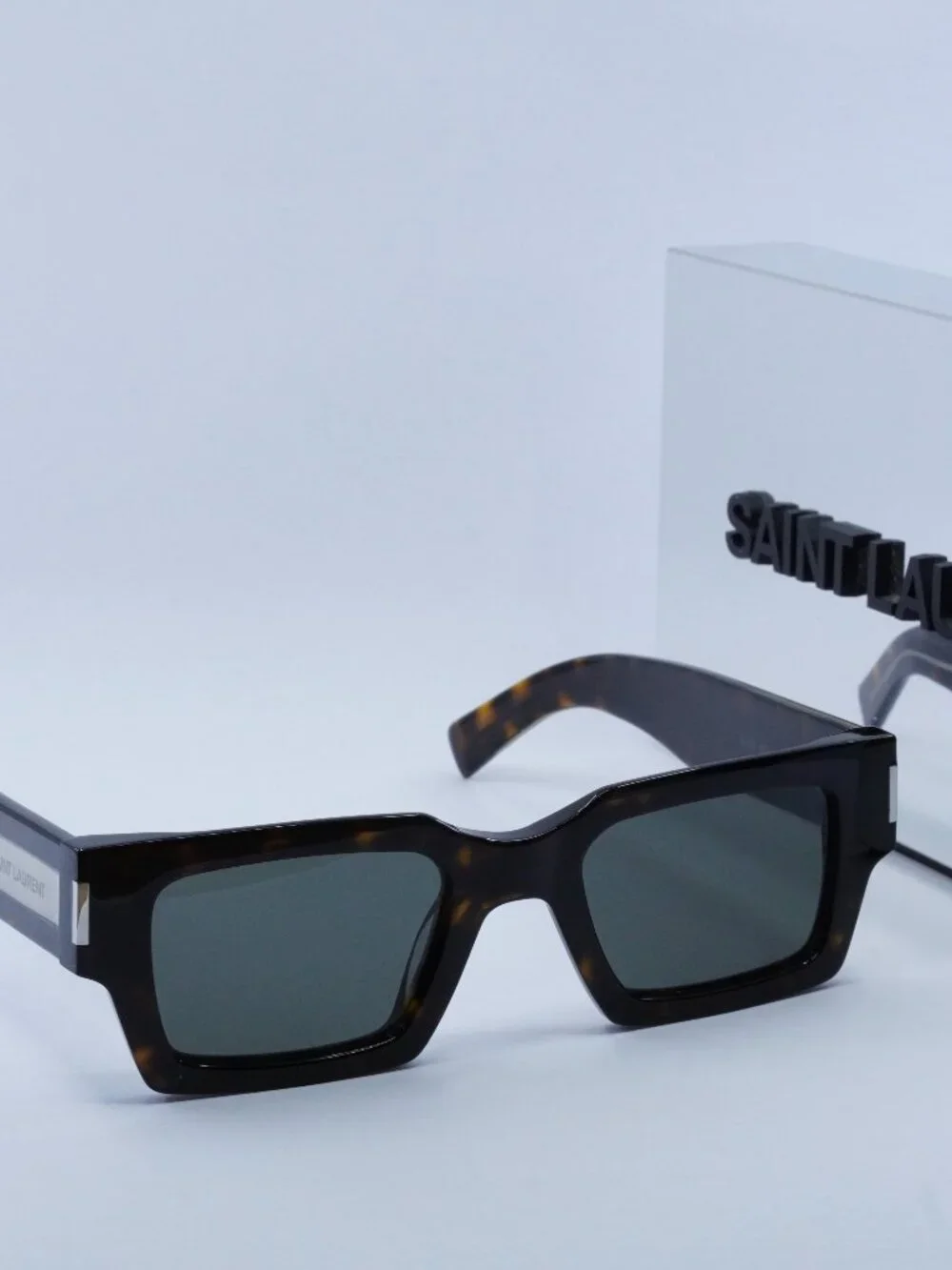 Saint Laurent SL736 001 Square Sunglasses - Dark Havana / Grey